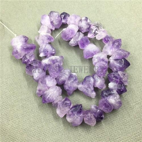 MY0779 Smooth Purple Crystal Quartz Nugget Beads,Polished Amethysts Nugget Point Beads,Raw Quartz Drilled Necklace Beads