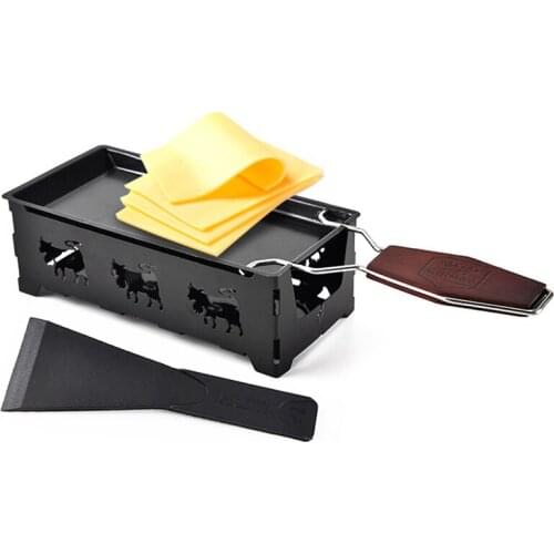 Non-stick Cheese Fondue Set Wooden Handle Heat Resistant Cream Chocolate Fondue Pot Set Warmer Stainless Steel Kitchen Gadgets