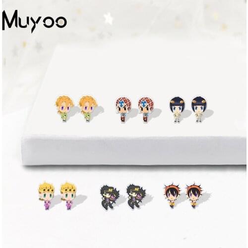 New Kawaii Style Anime Icons Acrylic Resin JoJos Bizarre Adventure Characters Print Handmade Acrylic Epoxy Earrings Gifts