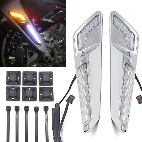Motorcycle Front Brake Fork Mounted NAV LED Lights in Chrome or Black For Honda Goldwing GL1800 F6B 2018-UP 2019 2020