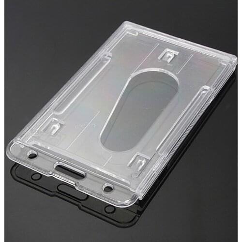 Portable Vertical Design Clear Double-sided Use Card Holder Convenient Vertical Hard Plastic Badge Holder Credit Card Holder