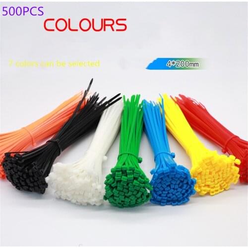 500Pcs 200MM Self Locking Nylon Cable Tie 8 Inch Plastic Zip Tie White Green Blue Yellow Red Black Orange 7 Color Available
