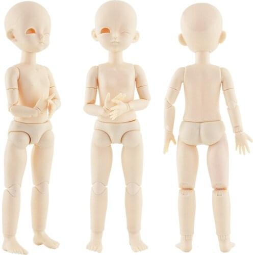 New 28cm 22 Movable Jointed ob28 BJD Dolls Toys Cute Bald head Naked Nude Body DIY Make Up Head Doll Toy For Girls Gifts