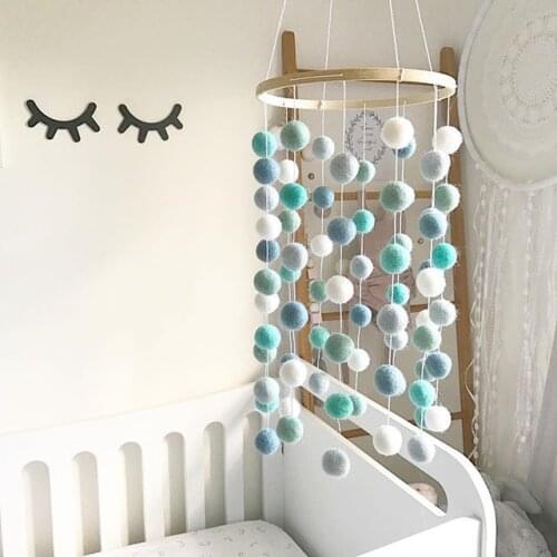 Nordic wind hair ball circle wind bell bed bell childrens room decoration living room shop decoration photography props