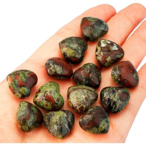 TUMBEELLUWA 1Lot (10Pc) Dragon Blood Stone Heart Palm Stone Worry Stone Healing Reiki Balancing 0.5 inches