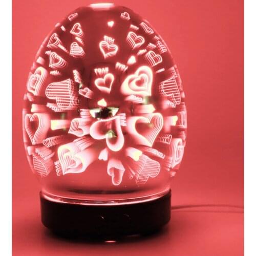 3D Firework Glass Vase Shape Air Humidifier with 7 Color Led Night Light Aroma Essential Oil Diffuser Mist Maker Ultrasonic