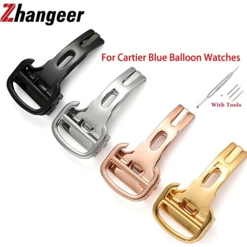 Watch Buckle Stainless Steel Brushed Butterfly Folding Buckle Clasp 14/16/18/20mm For Cartier Blue Balloon Watches Accessories