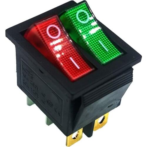 1pcs/lot 31*25mm Copper feet Lamp Light DPST 6PIN Snap-in ON/OFF Position Snap Boat Rocker Switch 16A/250V High Quality