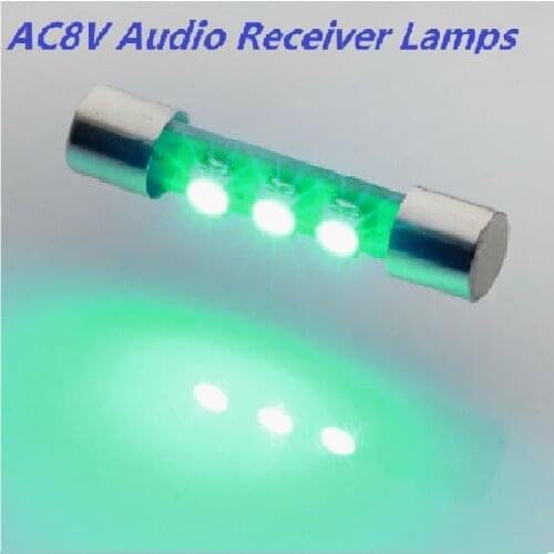 10xEmerald Green Audio Lighting AC8V LED Fuse Lamp Bulbs Fit Marantz,Sansui,Keenwood,Pioneer,Sony and Other Vintage Receivers