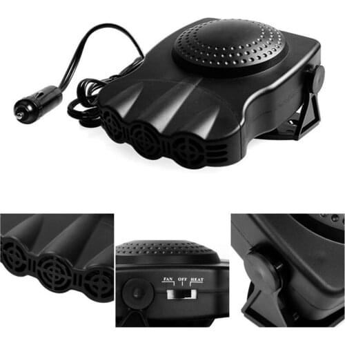 12V Heater Mini For Car Electric Fan Heated Windshield Windows Glass Defroster Defog Dashboard Three Holes Cooling Fan