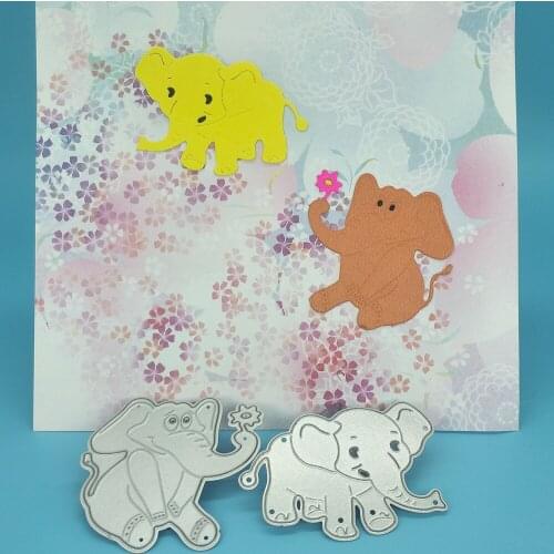 2 cute elephants, Asian elephants, African elephants metal cutting mold DIY scrapbook photo album paper card decoration