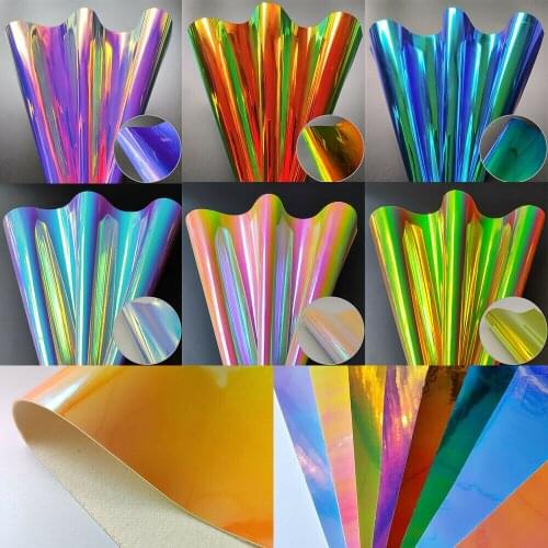 6pcs A5 Iridescent Patent Smooth PU Leather Fabric Faux Laser Film High Quality Candy Color For Bow Handbag Earring DIY Material