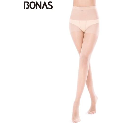 BONAS 6pcs/lot 30D Thin Pantyhose For Girls Sexy Nylon Material Fashion Slim Tights For Women Solid Color Female Polyester