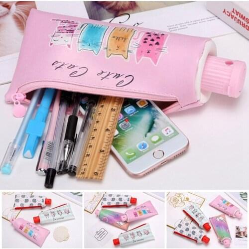 1Pc Large Capacity Pencil Case Kawaii Funny Cute Cartoon Toothpaste Shape Pencil Case Pen Case Pencil Bag Box Pouch Stationery