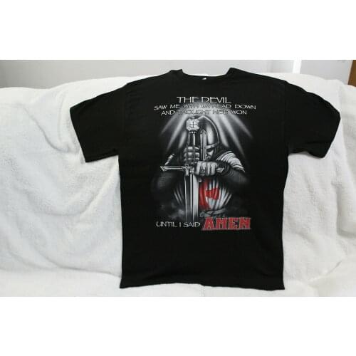 Devil Saw Me with My Head Down. Amen Crusaders Knight Templar T-Shirt. Summer Cotton O-Neck Short Sleeve Mens T Shirt New S-3XL