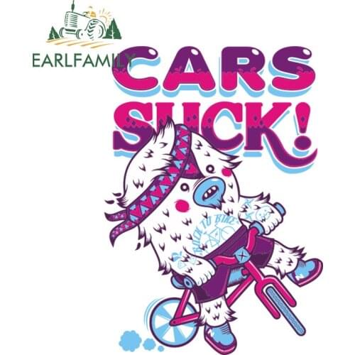 EARLFAMILY 13cm x 9.2cm Funny Cars Suck Decal Cartoon Car Sticker Vinyl Bicycle Laptop Skateboard Decals Waterproof Car Styling