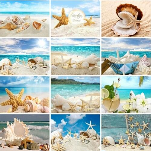 EverShine Diamond Painting Seaside Cross Stitch Diamond Embroidery Beach Landscape Picture Rhinestones Shell Handmade Art Gift