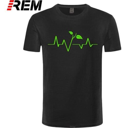 REM Vegan Heartbeat Men Tshirt Plain Tee Shirts Man Short Sleeve O Neck Plus Size Summer Tees For Team