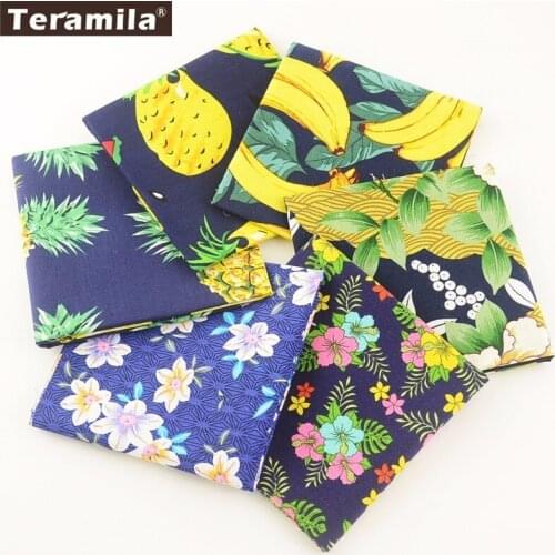 Teramila Cotton Poplin Fabrics Navy Blue precut Fat Quarter Meter Bundle Sewing Dress Shirt Clothing Quilting Craft 6PCS/lot mix