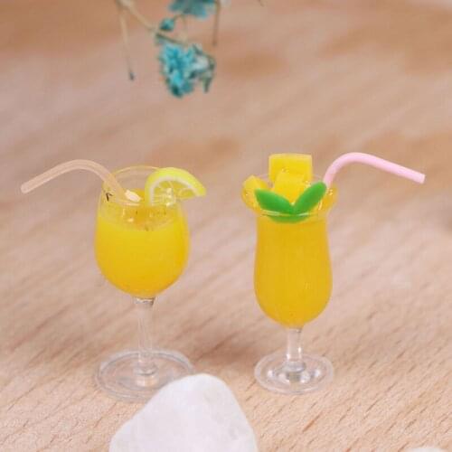 Simulation Lemon Ade Cup Drink Pearl Milk Tea Model Toy 1:12 Dollhouse Ature Accessories Decoration Mini Lemon Water Cup