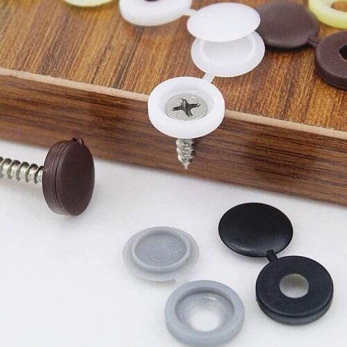 100Pcs Hinged Plastic Screw Caps Cover Fold Snap Protective Caps Button Furniture Hardware Self-tapping Bolt Protective Cover