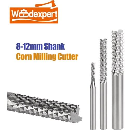 10PCS CNC Router Bits Corn Leveling Burrs End Milling Engraving Cutter Drilling Hole for PCB Circuit Plastic Fiber Wood8-12mm