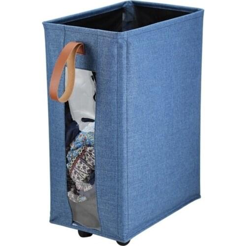 2021 New Dirty Clothes Basket With Wheels Foldable Storage Cloth Pulley Laundry Basket Large Capacity Storage Baskets Bathroom