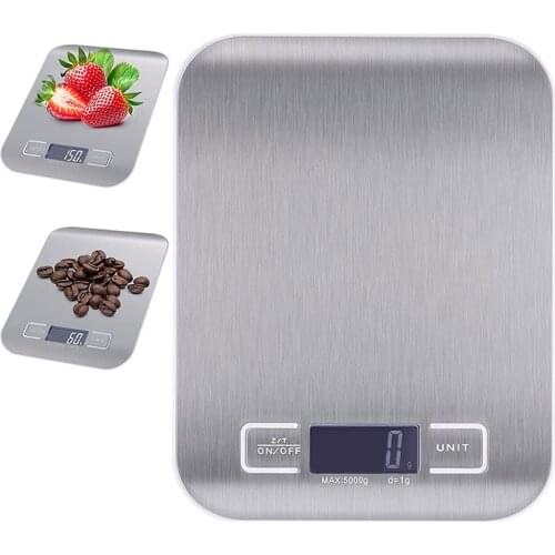 Kitchen Scale Digital Cooking Scale 5kg with Backlit LCD Display Stainless Steel Measures in Grams Food Scale for Baking