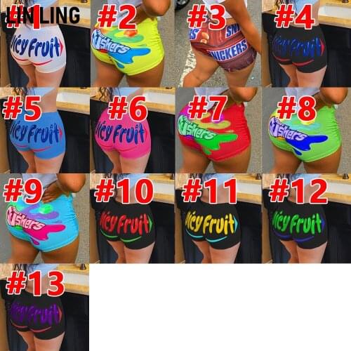 LINLING Sexy Skinny Elastic Letter Print Pattern Hip Raising and Belly Closing Sports Shorts Woman Yoga Pants