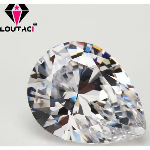 LOUTACI Best Cubic Zirconia Jewelry Pear White 5A Brilliant Cut Ring for Gemstones Big Size8x12-13x18mm