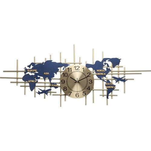 Metal map wall digital clock Light luxury Wall clock modern design Living room decoration Creative 3D wall clocks home decore