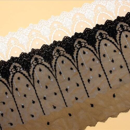 Soft Tulle Embroidered Lace Scalloped Border Rayon Embroidery Appliqued Sewing Trims White Flower Lace 20cm