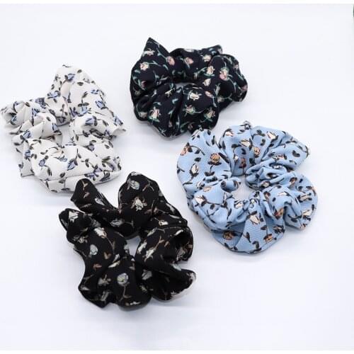 2020 New arrival women flower printed hair scrunchies girls hair Tie Accessories Ponytail Holder