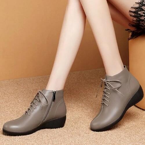 2021 New arrivals woman boots black leather sneakers autumn cozy concise ladies office shoes ankle boots female