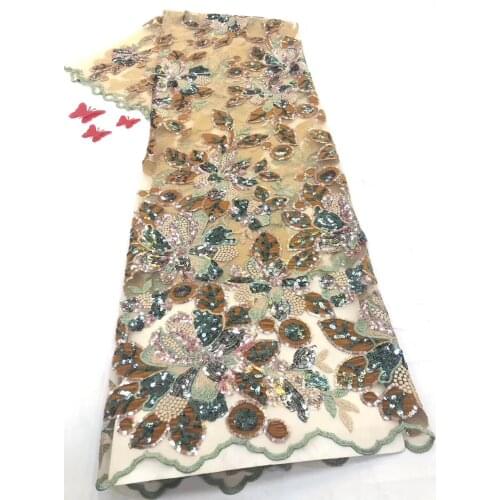 2020 latest French African lace fabric, sequined high-quality Nigerian tulle lace fabric for wedding dress D37621