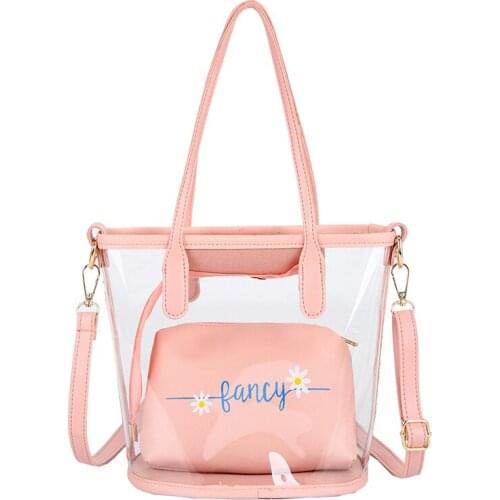 Transparent Bags For Women 2020 PVC Clear Bag Jelly Shoulder Bag Set Crossbody Bag Summer Female Handbag Purse Shopping Bags