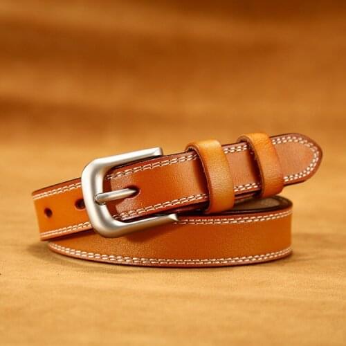 Factory Direct Sales Lady Leather Belt Classic Versatile Cow Leather Retro Lady Belt Spring Pin Buckle Trouser Belt