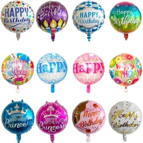 10 pcs 18 inch Happy Birthday balloons helium foil globos for girls kids birthday party decorations round star balloons