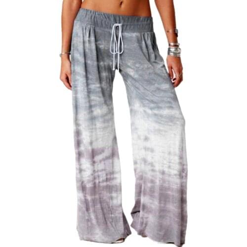 Wide Leg Sport Pants Women High Waist Stretch Bandage Flare Pants Broad Leg Dance Fitness Pants Long Trousers