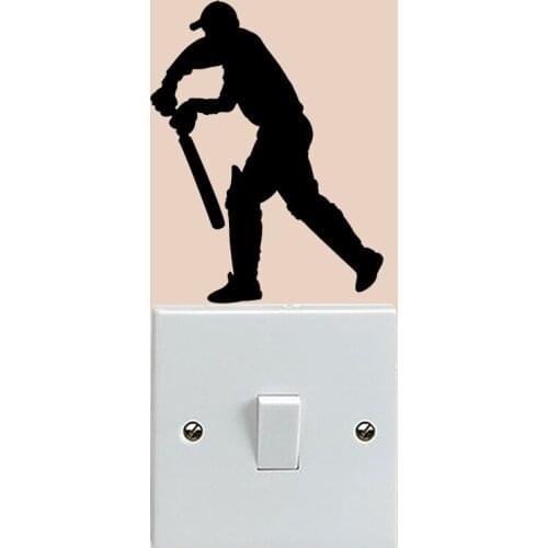 Batsman Standing Sports Fashion Vinyl Wall Sticker Switch Decal Decor 6SS0123