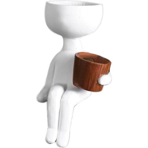 Art Portrait Vase Resin Flower Pot Abstract Character Succulents Plant Pot Desktop Vase Mini Landscape Decor