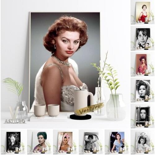 Sophia Loren Famous Actress Vintage Poster Celebrity Black White Portrait Prints Wall Picture Home Decor Fans Collect Gift Idiea
