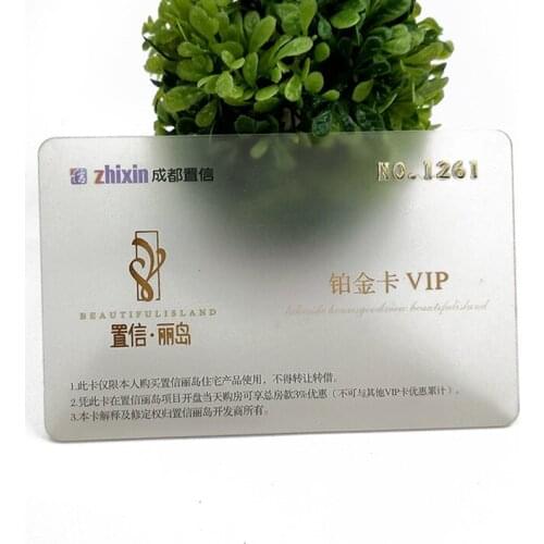 High quality customized die cut pvc Transparent Plastic Rose Gold Foil Business Cards Printing
