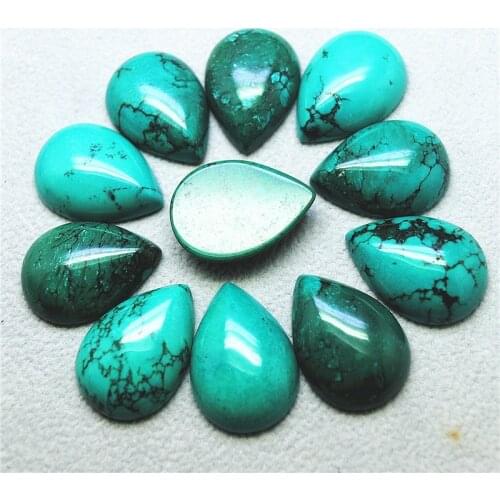 10PCS Nature Blue Turquoise Stone Cabochons Teardrops Shape 18X25MM Loose DIY Jewelry Components Free Shipping Hot Colors Good