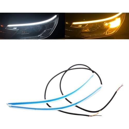 2x Waterproof Auto Car Flexible Adhesive DRL Daytime Running Light Strip Lamp 12V