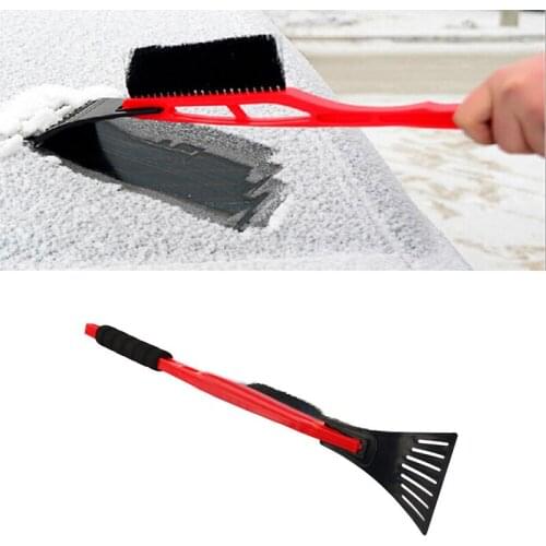 2-in-1 Car Ice Scraper Snow Remover Shovel Brush Window Windscreen Windshield Deicing Cleaning Scraping Tool