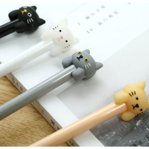 40PCS Korean-style New Style Students Learning Stationery Cute Pullover Cartoon Pattern Kitty Face Gel Pen Office Signing Pen
