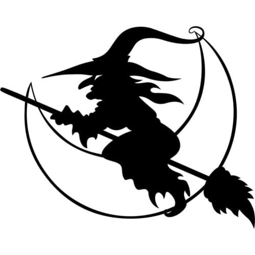 50% Hot Sale Funny Witch Broom Moon Car Body Bumper Window Halloween Decals Sticker Decor Auto Exterior Decoration Accessories