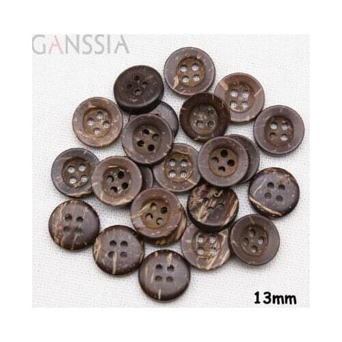50pcs/lot size:13mm Natural 4 holes Coconut Wooden Buttons for Sewing Accessories Button (ss-143)