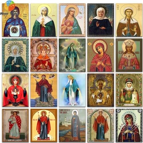 5D Diamond Painting Virgin Mary Pictures By Rhinestones Mosaic Religion Icon Full Round Kit Diamond Embroidery